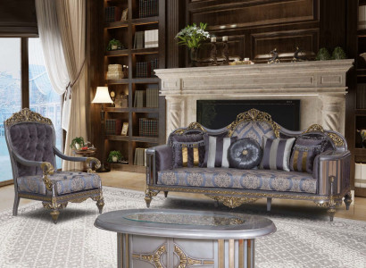 Sofa Chesterfield Set Lila Couchtisch Designer Gruppe 3tlg. Wohnzimmer